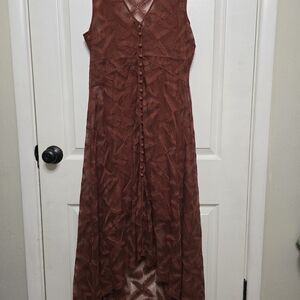 Shyanne Sleeveless High Low Dress In Rust